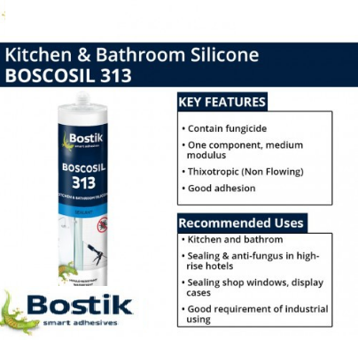 Bostik Boscosil 313 Kitchen & Bathroom Silicone 280G