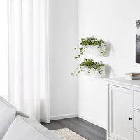 SKURAR Flower box with holder, in/outdoor, white, 51x19 cm