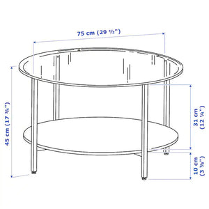 VITTSJÖ Coffee table, white, glass, 75 cm