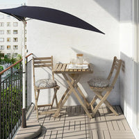ASKHOLMEN Table+2 chairs, outdoor, grey grey-brown stained, brown