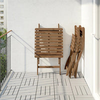 ASKHOLMEN Table+2 chairs, outdoor, grey grey-brown stained, brown