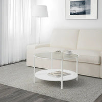 VITTSJÖ Coffee table, white, glass, 75 cm