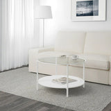 VITTSJÖ Coffee table, white, glass, 75 cm