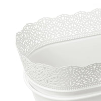 SKURAR Flower box with holder, in/outdoor, white, 51x19 cm