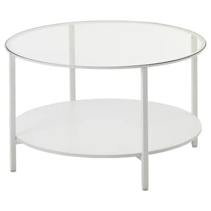 VITTSJÖ Coffee table, white, glass, 75 cm