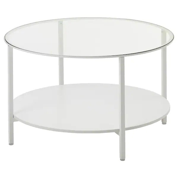 VITTSJÖ Coffee table, white, glass, 75 cm