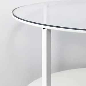 VITTSJÖ Coffee table, white, glass, 75 cm