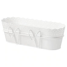 Load image into Gallery viewer, SKURAR Flower box with holder, in/outdoor, white, 51x19 cm
