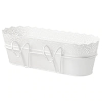 SKURAR Flower box with holder, in/outdoor, white, 51x19 cm